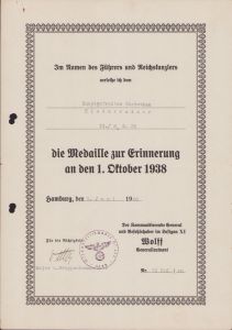 Kampfgeschwader 26 1.Okt.1938 Award Doc.