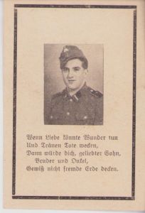 SS-Rottenführer Death Notice 1945 (Westfront)