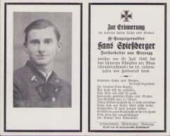 SS-Panzergrenadier Death Notice 1943 (Forstarbeiter)