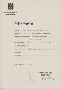 DRK Schwestern Certificate 1942