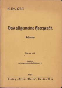 Booklet 'Das Allgemeine Heergerät Fahrzeuge' 1942