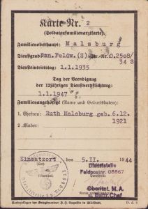 Kriegsmarine 'Soldatenfamilienartzkarte' M.Fl.Abt.702