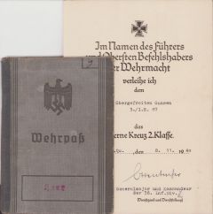 Inf.Rgt.87 Wehrpass + EK2 Document (KIA)