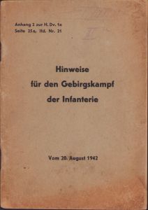 Rare 'Gebirgskampf der Infanterie' Booklet 1942