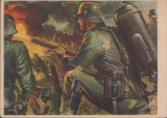 'Flammenwerfer im Kampf' Postcard