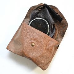 Dark Brown Leather Schutzbrille in Pouch