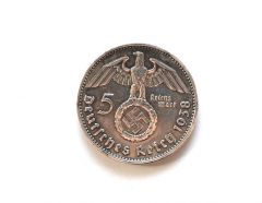 Silver 5 Deutsche Reichsmark Coin 1938