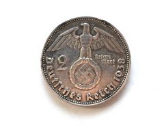 Silver 2 Deutsche Reichsmark Coin 1938