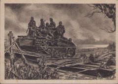 'Pioniere rollen die Panzer' Sketch Postcard