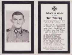 Waffen-SS Schütze Death Notice 1942