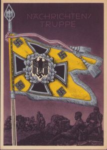 Postcard Fahnen der Deutschen Wehrmacht 'Nachrichtentruppe'