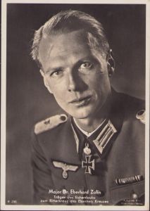 Ritterkreuzträger Postcard of Major Dr.Eberhard Zahn 