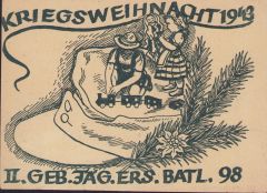 II.Geb.Jäg.Ers.Batl.98 Christmas 1943 Postcard 