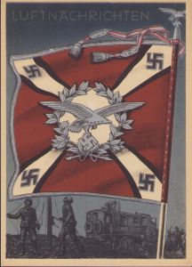 Postcard Fahnen der Deutschen Wehrmacht 'Luftnachrichten'