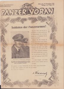 Rare 'Panzer Voran' Newspaper Dezember 1941