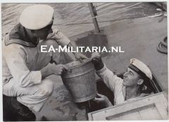 Kriegsmarine ''Sailors cleaning the deck'' Press Photo