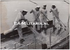 Kriegsmarine ''Sailors Cleaning the Deck'' Press Photo