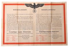 Rare 'Freiwilligen Legion Niederlande' Recruitment Poster