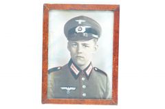 Framed Colorized Artillerie Soldier Photograph (1943)