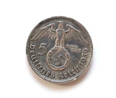 Silver 5 Deutsche Reichsmark Coin 1939