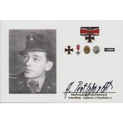 Signed Photo Ritterkreuzträger H.Rothhardt (2./PzAufklAbt 11)