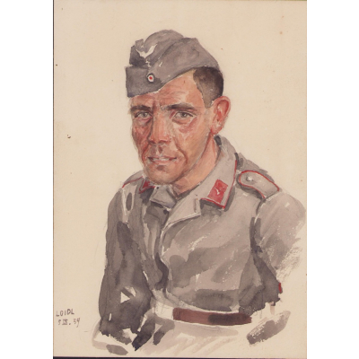 Painted Luftwaffe Flak Soldier Portrait 1939