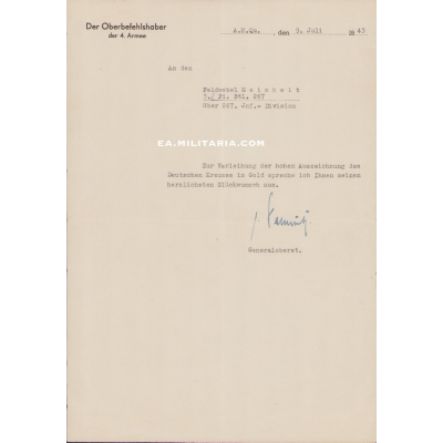 3./Pi.Btl.267 DKiG Congratulation letter