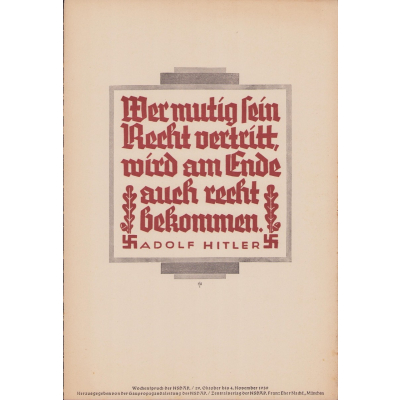 Wochenspruch der NSDAP (29.Okt-4.Nov.1939)