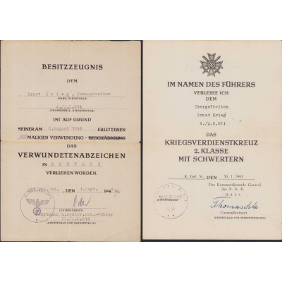 Art.Rgt.814 VWA/KVKII Award Document Set