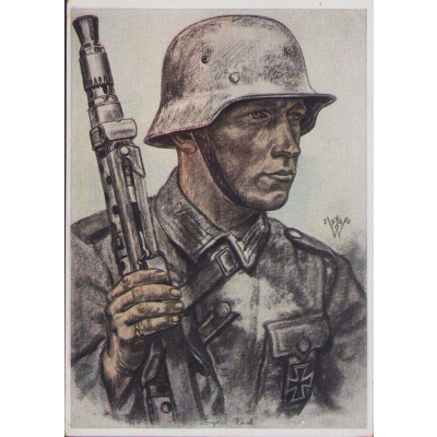 W.Willrich 'Ein Kradschütze' Postcard