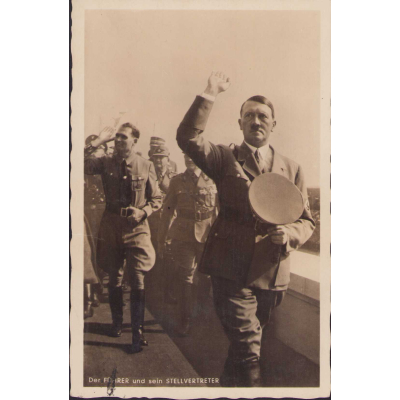 Der Führer und Hess Postcard