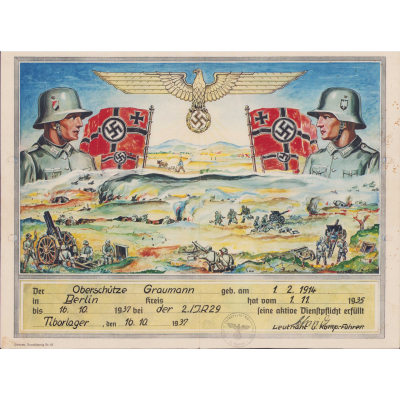 Large Inf.Rgt.29 Dienstzeit Award Document