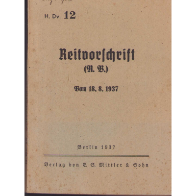 Mint 'Reitvorschrift' 1937 