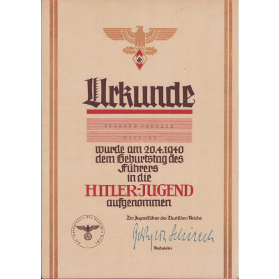 HJ Acceptance Award Document 1940