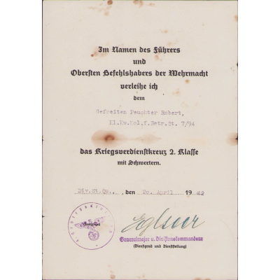 Kl.Kw.Kol.f.Betr.St.7/94 Urkunde (4.Geb.-Div.)