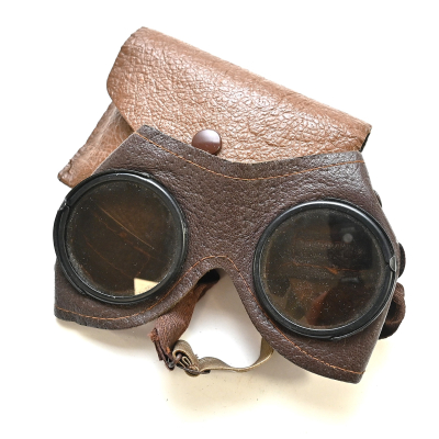 Brown Leather Schutzbrille in Pouch