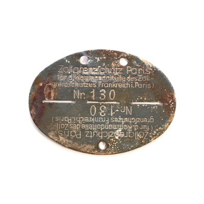 Zollgrenzschütz Paris Erkennungsmarke