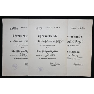 3-Piece Scharfschützen-Abzeichen Award Documents