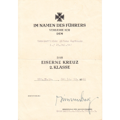 EKII Pi.Btl.347 Award Document